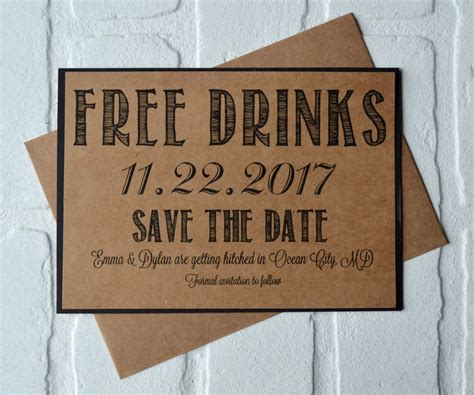 FREE DRINKS Save the Date Cards funny by invitesbythisandthat