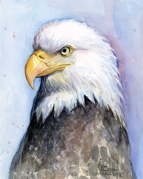 Bald Eagle Painting Watercolor Portrait Eagle Painting Eagle