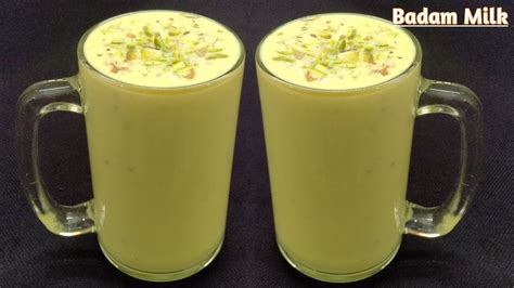 Badam Milk Recipe | Badam Milkshake | Almond Milkshake | Healthy and ...