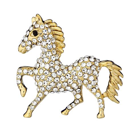 Horse Brooch With Clear Swarovski Crystals - Frost Couture