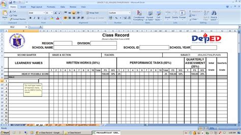 Deped Electronic Class Record Template Modified Grade 1 To Grade 12 S | CLOOBX HOT GIRL