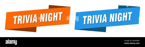 trivia night ribbon label sign set. trivia night banner Stock Vector ...