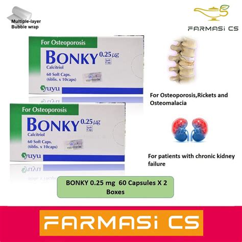 Bonky 0.25mcg Calcitriol 60 capsules X 2 Boxes EXP:10/2025 [ osteoporosis bones rickets renal ...