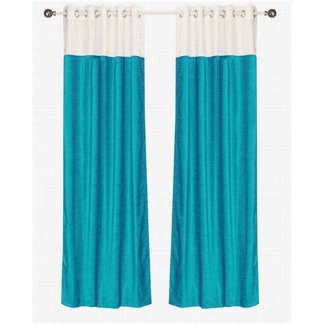 Signature Turquoise and white ring top velvet Curtain Panel - Piece ...