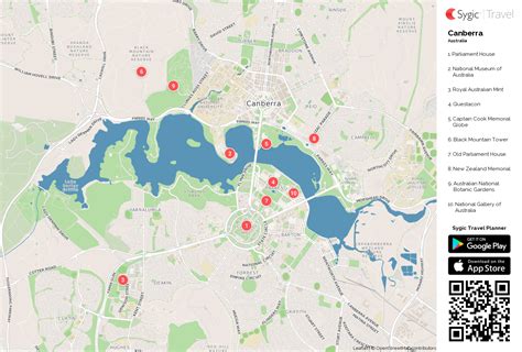 Canberra Printable Tourist Map | Sygic Travel