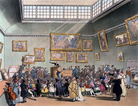 Christies Auction Room, Illustration Drawing by T. & Pugin, A.C. Rowlandson - Fine Art America