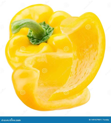 Yellow Pepper with Slices Isolated on a White Background Stock Image ...