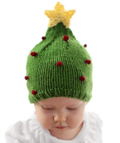 Christmas Tree Baby Hat Pattern | AllFreeKnitting.com