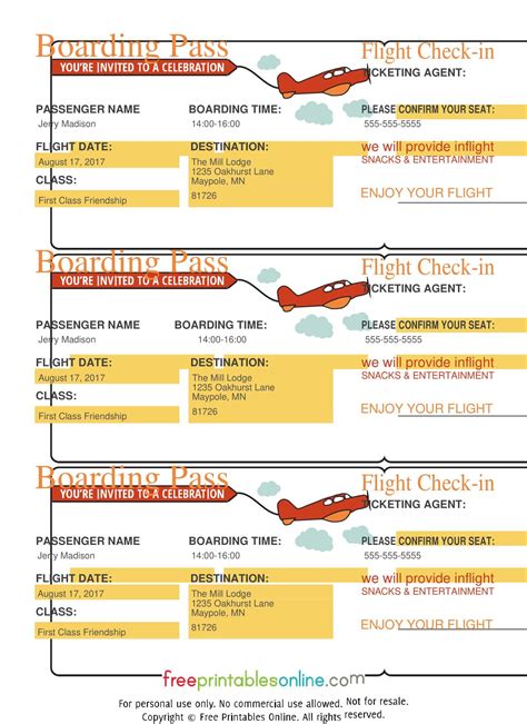 Plane Ticket Template Pdf Awesome Free Printable Airl - vrogue.co