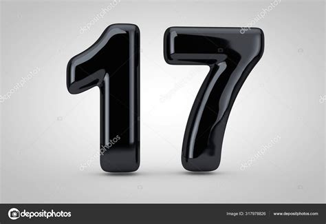 Black glossy balloon number 17 isolated on white background. Stock ...