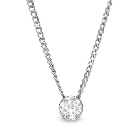 1/10 CT. Diamond Solitaire Pendant in 14K White Gold | Zales