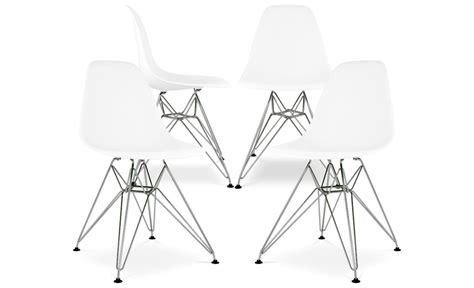 Eiffel Side Chair Steel Legs, White – Modholic