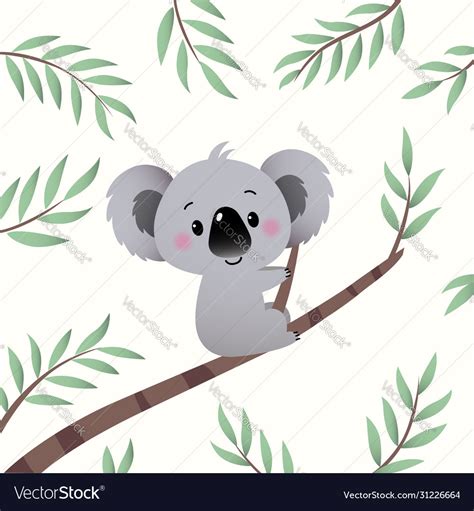 Cartoon koala climbing in tree branch Royalty Free Vector