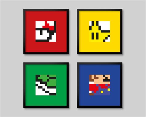 4 Super Mario Nintendo Pixel 8bit Posters Set 1 - Etsy