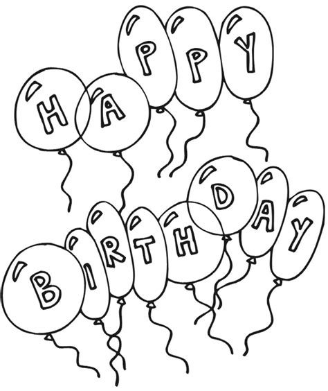 happy-birthday-balloons-coloring-page | Coloring Page Book