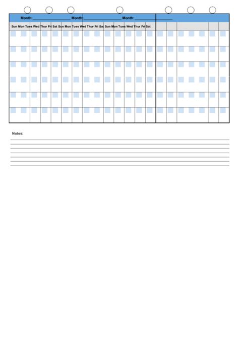 90 Day Calendar Template printable pdf download