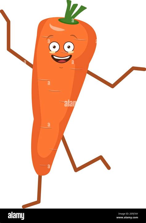 Cute carrot character cheerful with emotions dancing Stock Vector Image ...