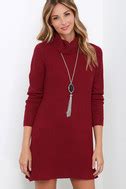 Cute Wine Red Dress - Knit Dress - Sweater Dress - $61.00
