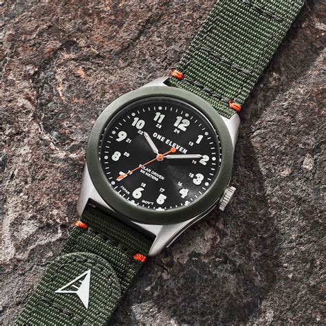 Solar Powered Sustainable Field Watch Olive rPet – One Eleven