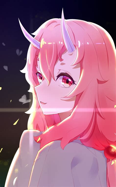 Download wallpaper 950x1534 shuna, horns, anime girl, cute, iphone ...