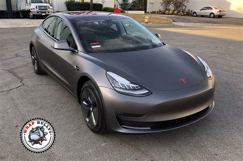 3M Matte Dark Grey Tesla Model 3 Car Wrap | Wrap Bullys