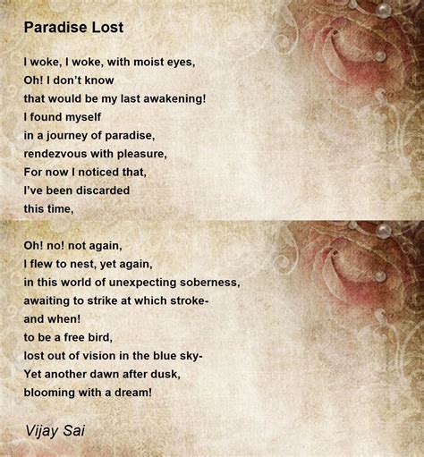 Paradise Lost Poem by Vijay Sai - Poem Hunter