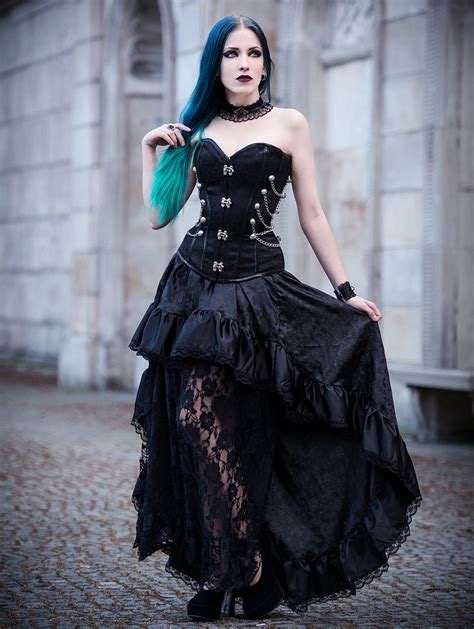 Rose Blooming Black Steampunk Lace Gothic Corset Prom Party Dress - DarkinCloset.com