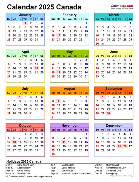 Canada Calendar 2025 - Free Printable PDF templates