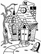 Haunted Coloring House Pages Printable Kids Mansion Drawing Simple  sketch template