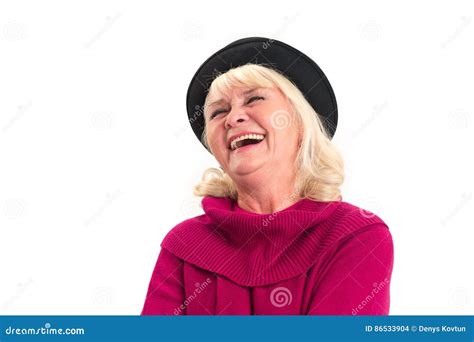 Lady with Closed Eyes Laughing. Stock Photo - Image of hilarious ...