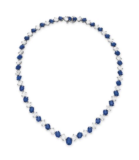 A SAPPHIRE AND DIAMOND LINE NECKLACE, BY TIFFANY & CO. | Christie's