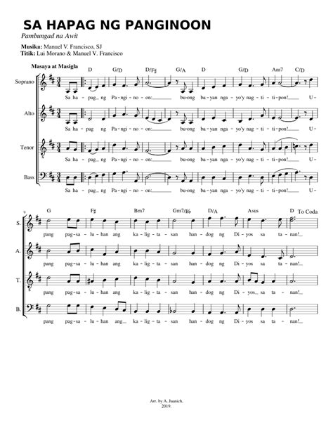 Sa Hapag ng Panginoon (SATB) Sheet music for Soprano, Alto, Tenor, Bass ...