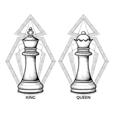 Premium Vector | Hand drawn chess king and queen