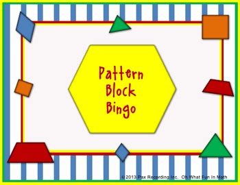 Pattern Block Bingo **Review Shapes and Colors Pre-K and Elementary