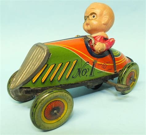 ANTIQUE PREWAR CY JAPAN TIN WIND UP TOY #1 RACE CAR RACER w/ CELLULOID DRIVER | Toys of Times ...