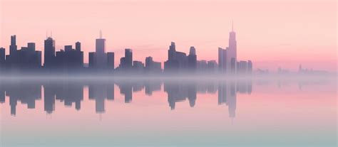 Premium AI Image | A pink sky with a skyline of chicago in the background