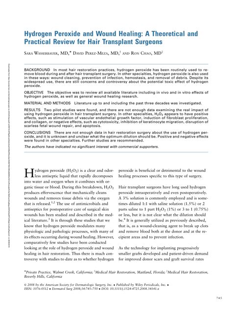 (PDF) Hydrogen Peroxide and Wound Healing