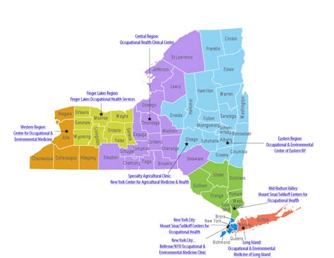Map of New York State outlining the individual regions
