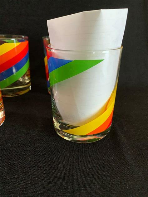 Vintage Cora Rainbow Drinking Glasses Low Ball Rocks MCM Barware Juice ...