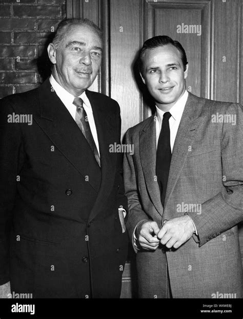 MARLON BRANDO with his father MARLON BRANDO Sr. candid on set during ...