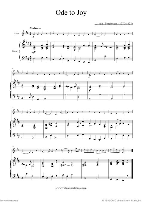 Free Beethoven - Ode to Joy sheet music for violin and piano | Ode to joy, Sheet music, Piano ...
