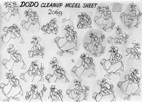 Walt Disney Studio Artists - Alice In Wonderland Original Production Model Sheet: Pat The Dodo ...