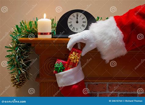 Santa Claus Delivering Presents on Christmas Eve Stock Photo - Image of ...