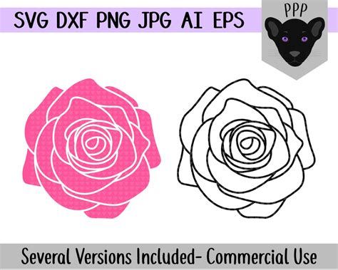 Rose SVG Rose Clipart Stencil DXF AI Eps Jpg Png Layered Cut | Etsy