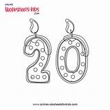 Number 20 Coloring sketch template