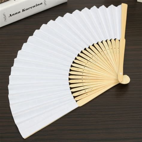 5pcs Simple Blank DIY Paper Hand Folding Fan Wedding Party Folding Fans Gift | Alexnld.com