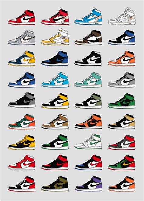 Jordan 1 Colorways Part 1Sport – Poster | Canvas Wall Art Print ...