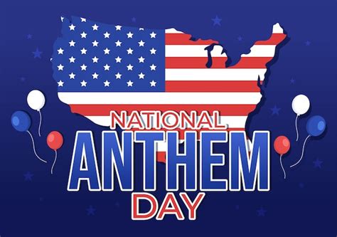 Premium Vector | National anthem day on march 3 illustration with ...