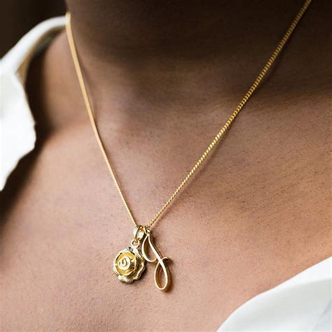 J Initial Necklace with Rose Pendant #initialnecklace | Initial ...