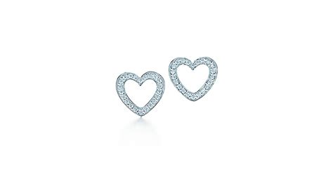 Heart earrings in 18k white gold with diamonds. | Tiffany & Co.